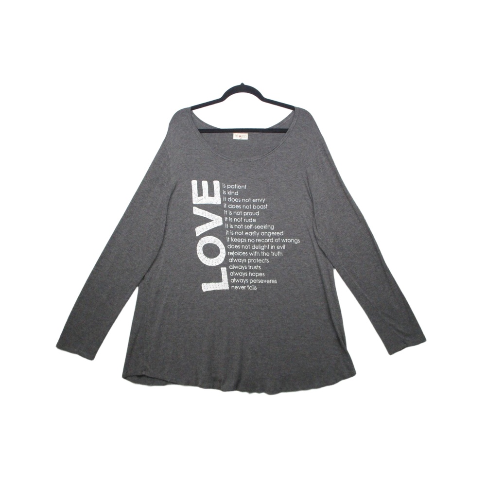 Free Kisses Trendy Graphic Print Casual‎ Long Sleeve Shirt Women Size Plus 3X